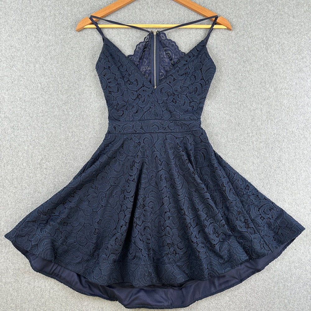 New Windsor Dress Women S Navy Lace Fit &‎ Flare Sleeveless Open Back Mini